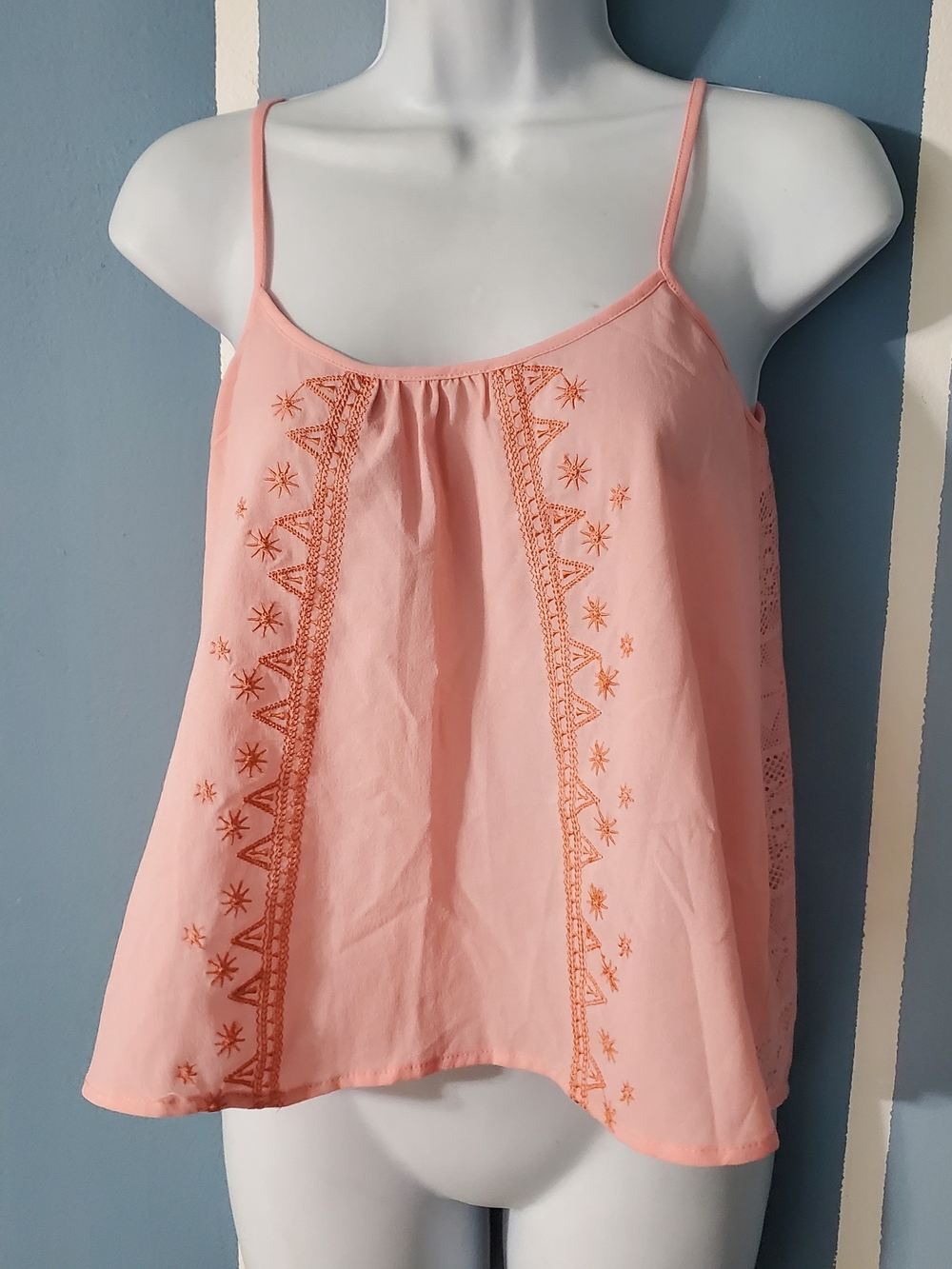 mine Pink Spaghetti Strap Embroidered Camisole